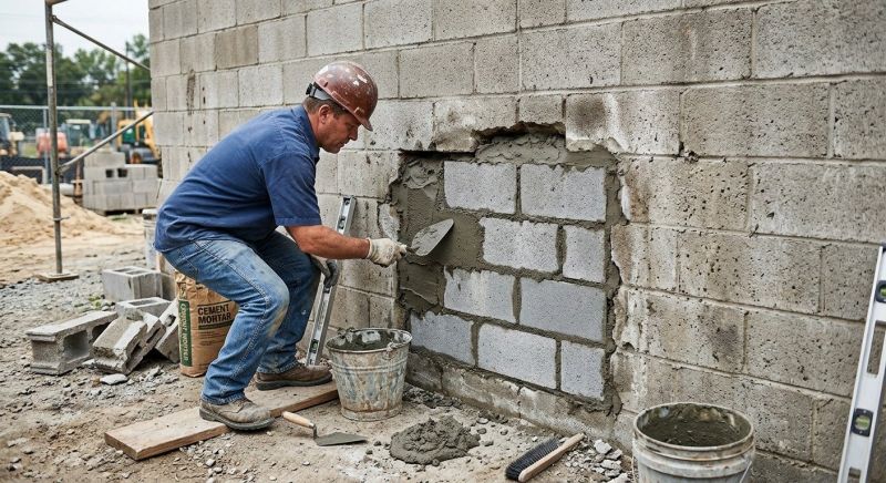 Cinder Block Wall Repair in Poway, CA