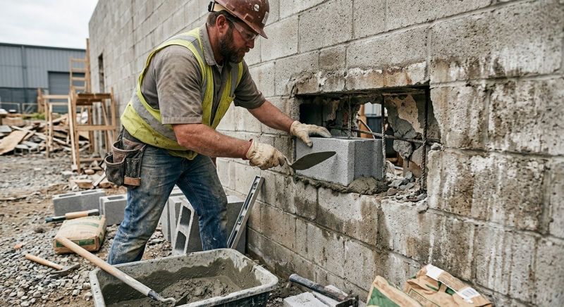Cinder Block Wall Repair in Poway, CA