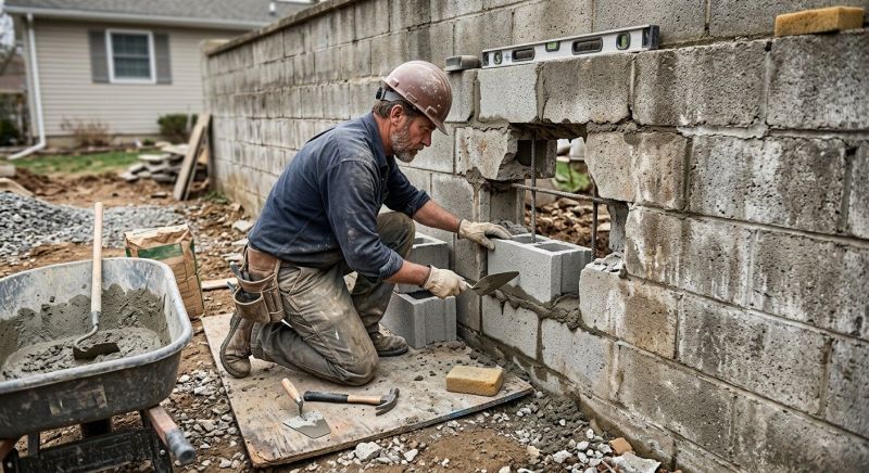Cinder Block Wall Repair in San Marcos, CA
