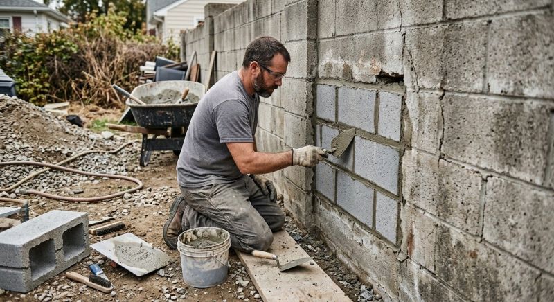 Cinder Block Wall Repair in Solana Beach, CA