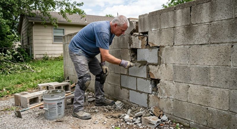 Concrete Block Wall Repair in Oceanside, CA