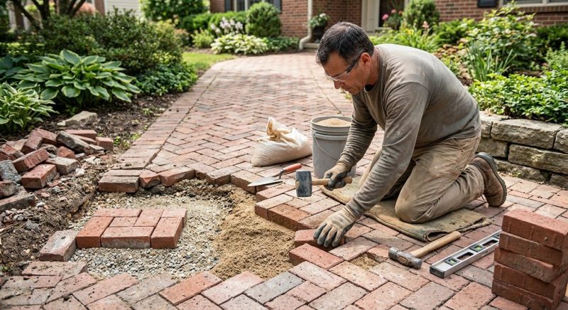 Entryway Brick Repair in Oceanside, CA